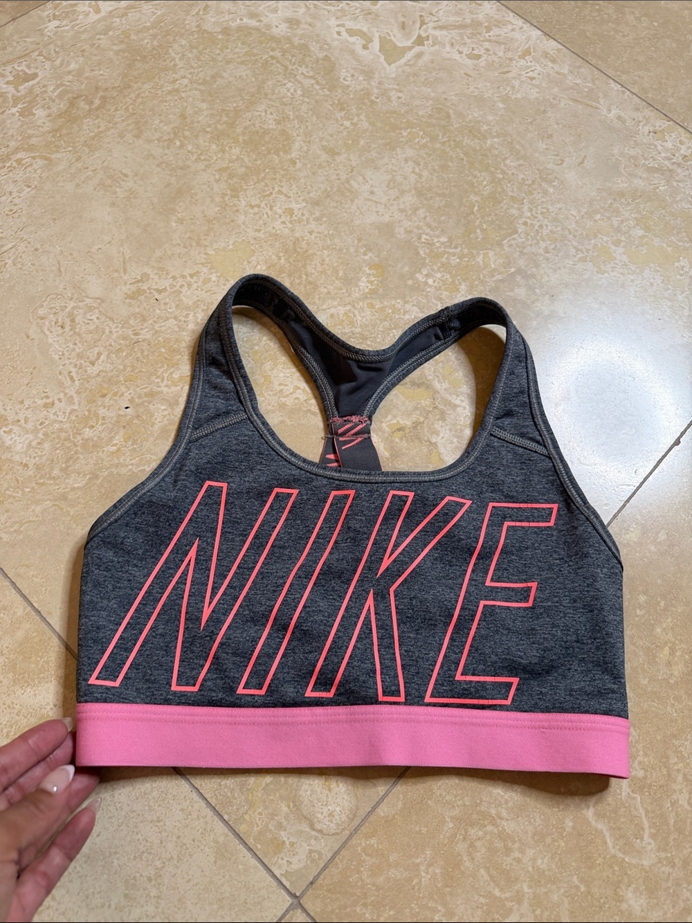 💕Nike Dark Gray and Hot Pink Logo Sports Bra💕